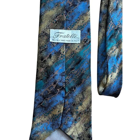 Fratelli men's tie, blue and gold, made in Italy, 100% silk - Picture 1 of 5